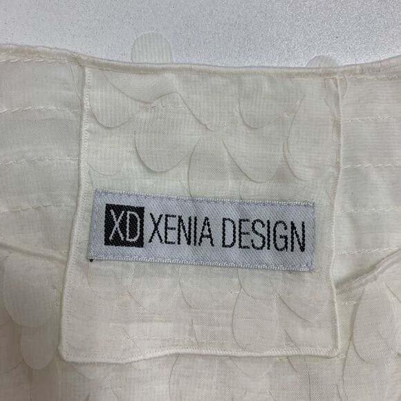 XD Xenia Design Top Womens S Small Cream Appliqué Petal Asymmetrical Boat Neck - Picture 8 of 13